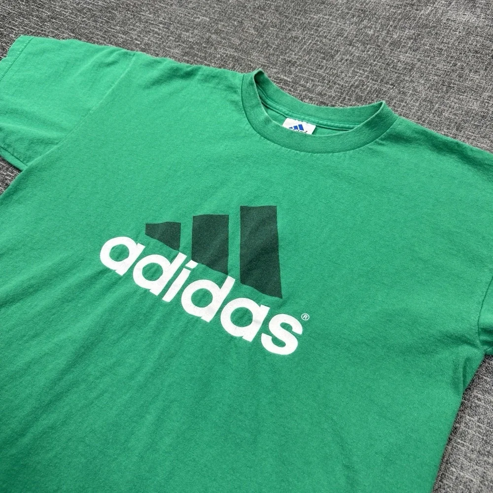 Vintage Adidas Trefoil Shirt Size Medium Green Made In The USA Graphic Logo